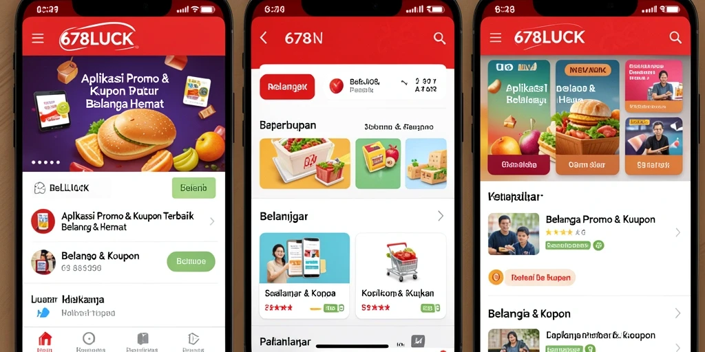 Tampilan antarmuka aplikasi 678LUCK menampilkan berbagai kupon menarik.