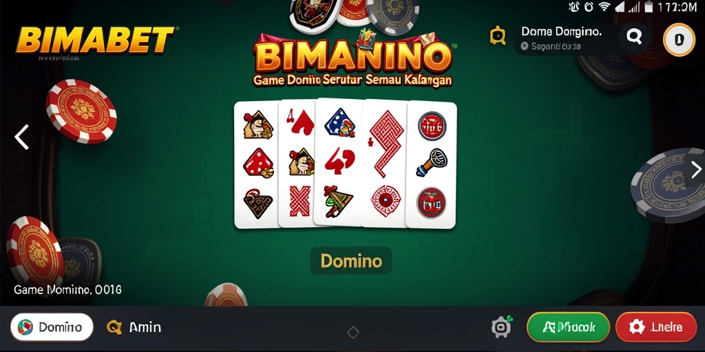 Antarmuka menarik permainan Domino BIMABET yang mengasyikkan.
