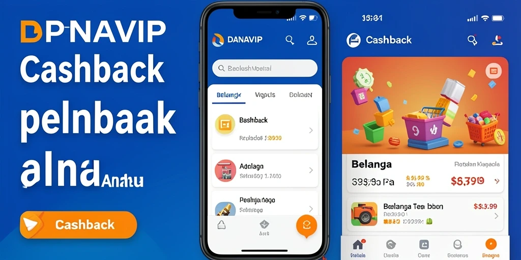 Antarmuka utama aplikasi DANAVIP untuk cashback belanja yang mudah dan menarik.