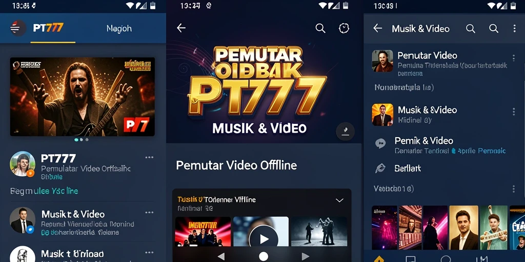 Antarmuka aplikasi PT777 yang user-friendly untuk Pemutar Video Offline.
