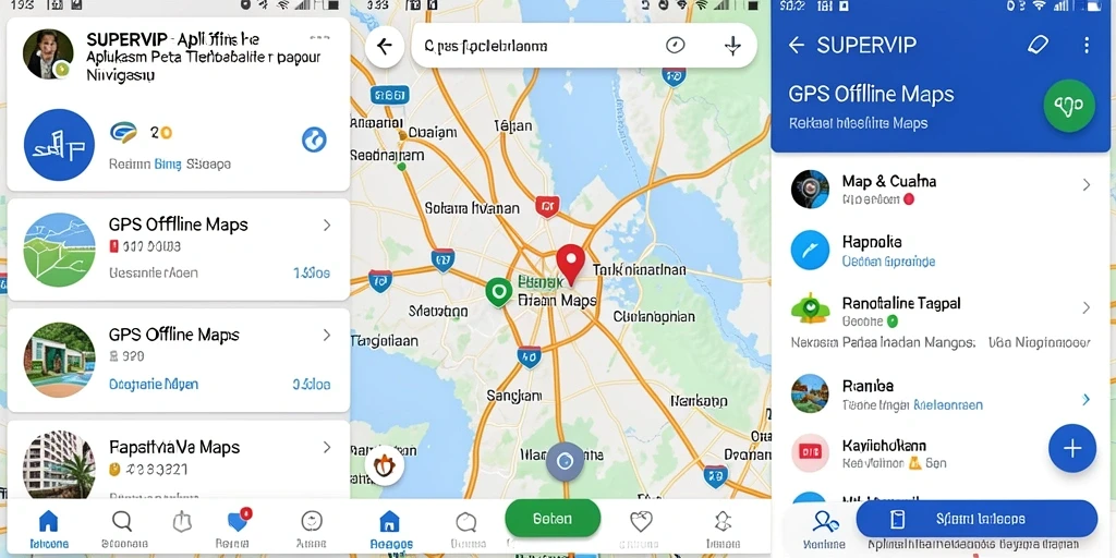 Antarmuka SUPERVIP yang jelas untuk navigasi peta offline.